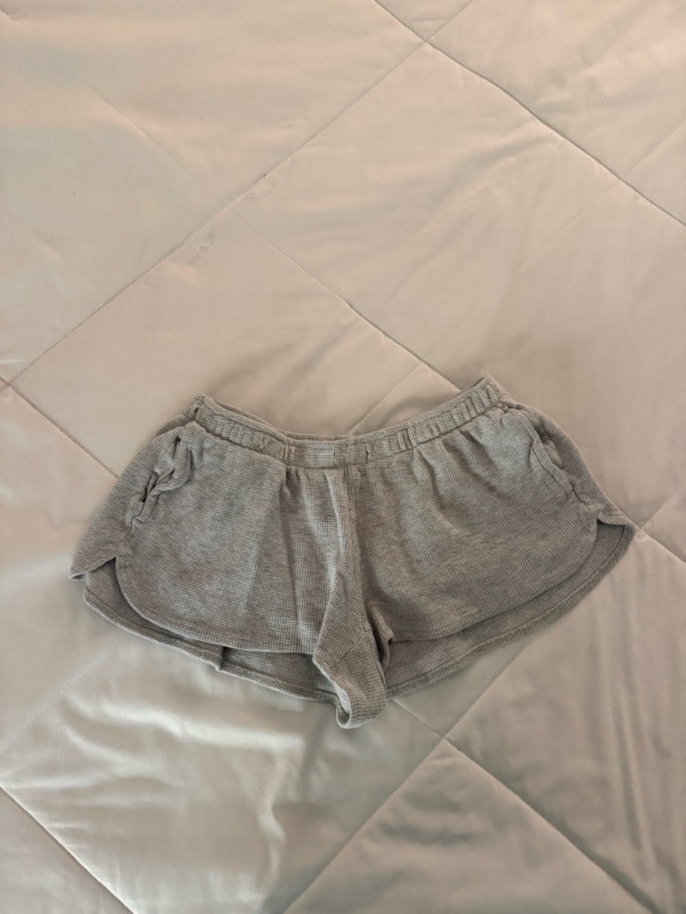 Brandy Melville Light Gray Ribbed Lounge Shorts